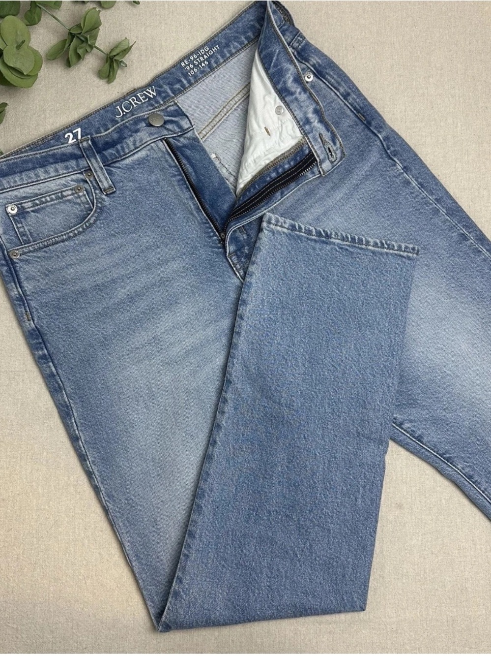 J. Crew High Rise Straight Jean in 1996 Semi-Stretch Denim Blue CC613